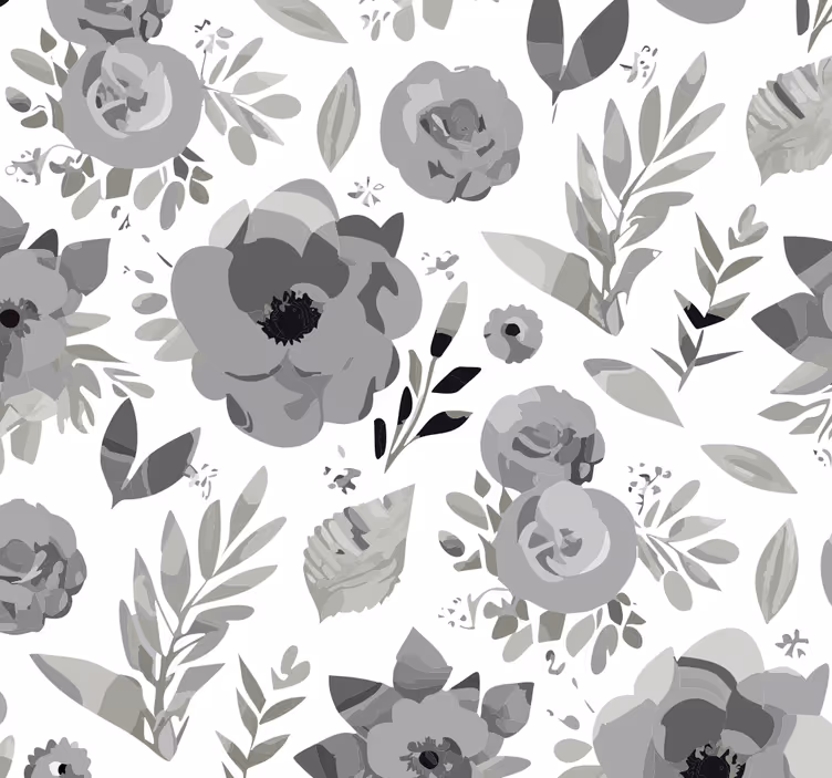 papel de parede cinzento flores de aquarela - TenStickers