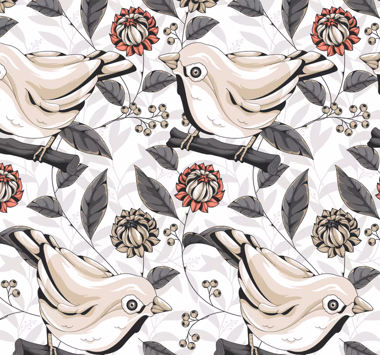 papel de parede floral azulejos florais para pássaros - TenStickers