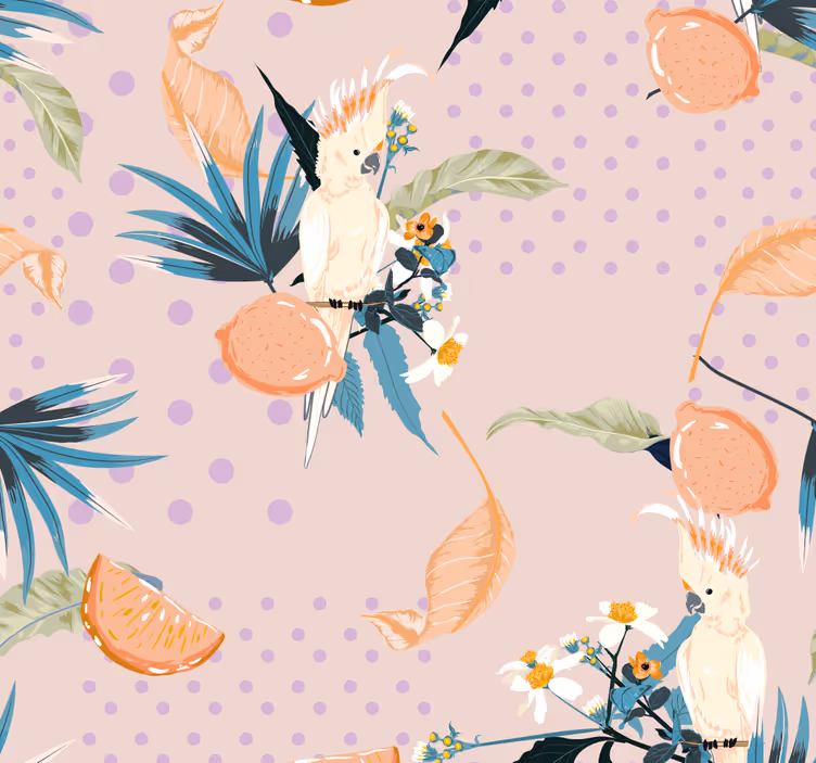 papel de parede selva motivo de cacatua tropical - TenStickers