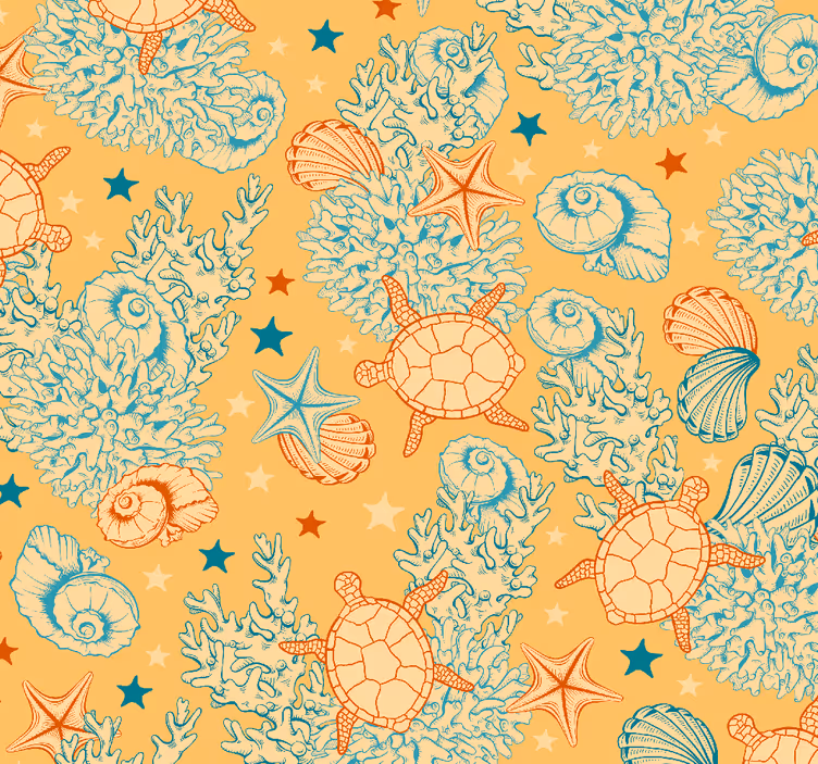 Papel de parede peixes conjunto de motivos marinhos - TenStickers