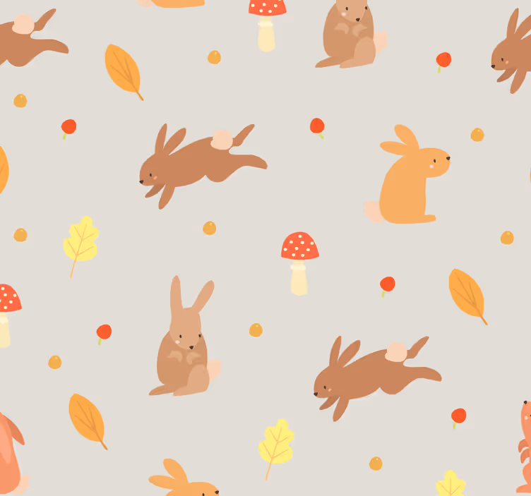 papel de parede animais motivo de padrão de coelho - TenStickers