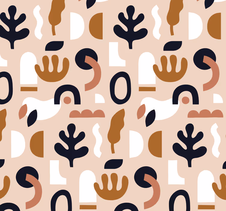 papel de parede beje motivos abstratos de plantas - TenStickers