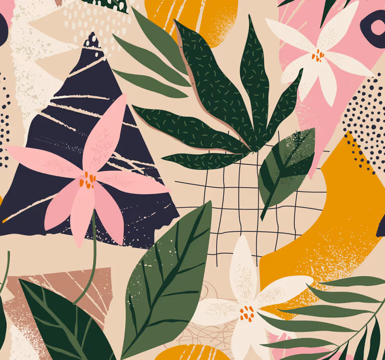 Papel de parede natureza padrão de flora tropical - TenStickers