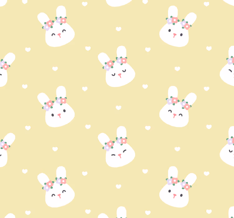 papel de parede animais coelhinhos brancos com flores - TenStickers