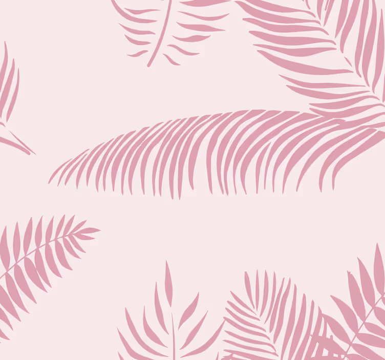 papel de parede rosa grandes folhas de palmeira - TenStickers