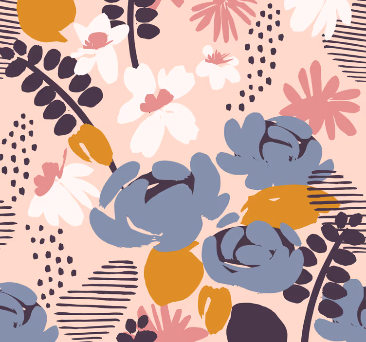 papel de parede de flores padrão botânico floral - TenStickers