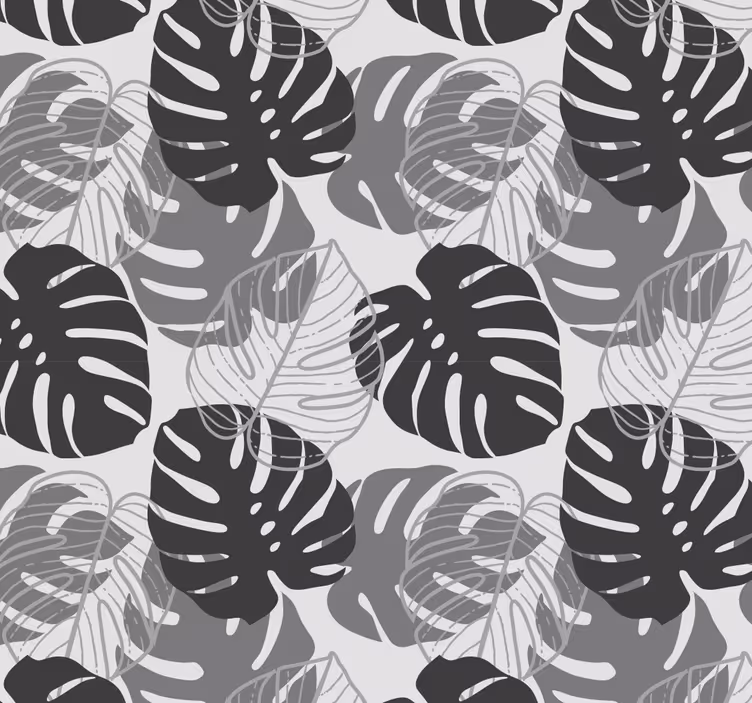 Papel de parede folhas padrão de folha monocromática - TenStickers