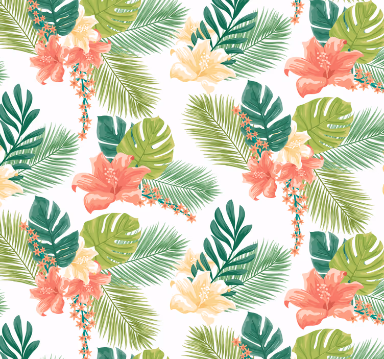 Papel de parede natureza flor de folhagem tropical - TenStickers