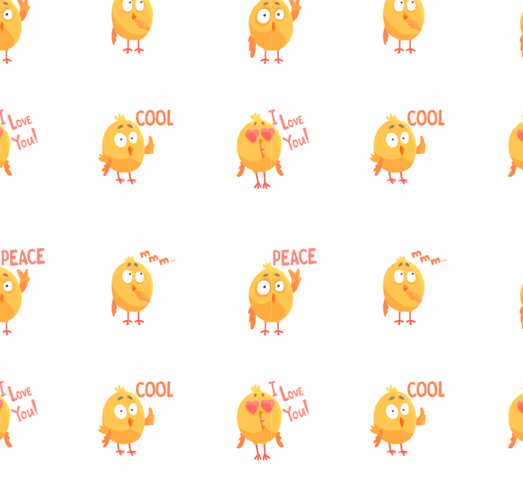 Papel de parede animais padrão de desenho animado de garota - TenStickers