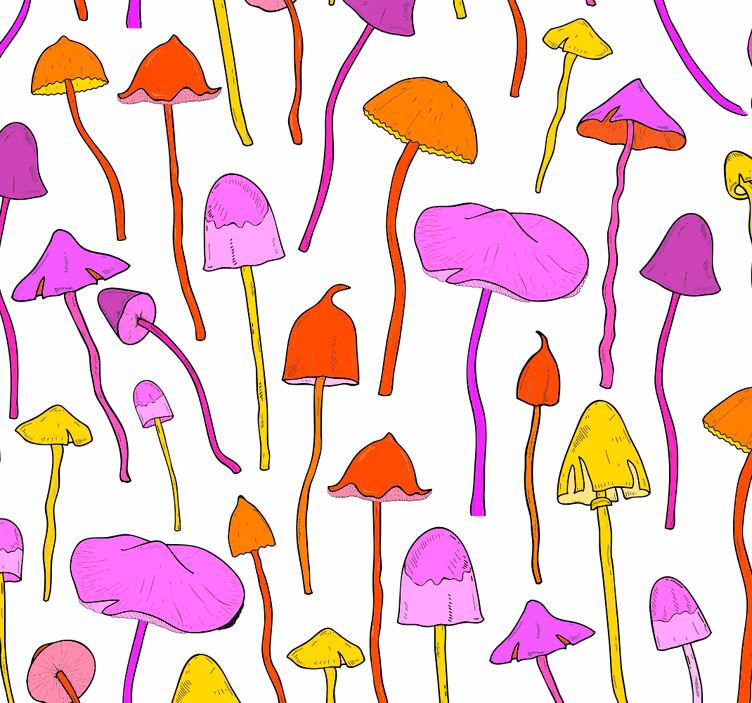 Papel de parede quarto de casal padrão cogumelo divertido - TenStickers