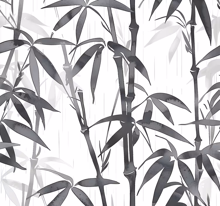papel de parede entrada padrão de folhas de bambu - TenStickers