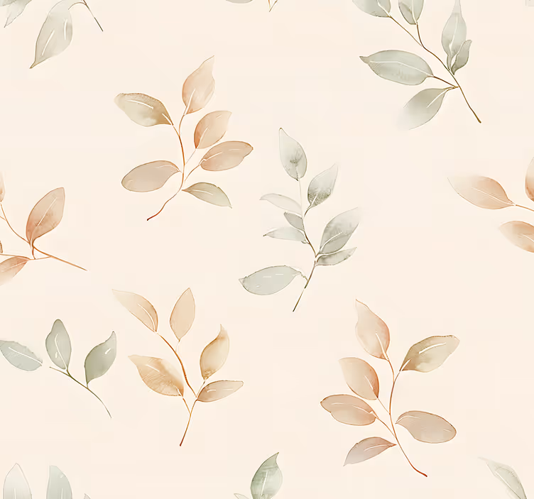 papel de parede entrada desenho de folhas bege - TenStickers