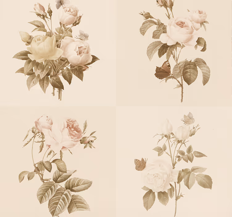 papel de parede entrada design de azulejos florais - TenStickers