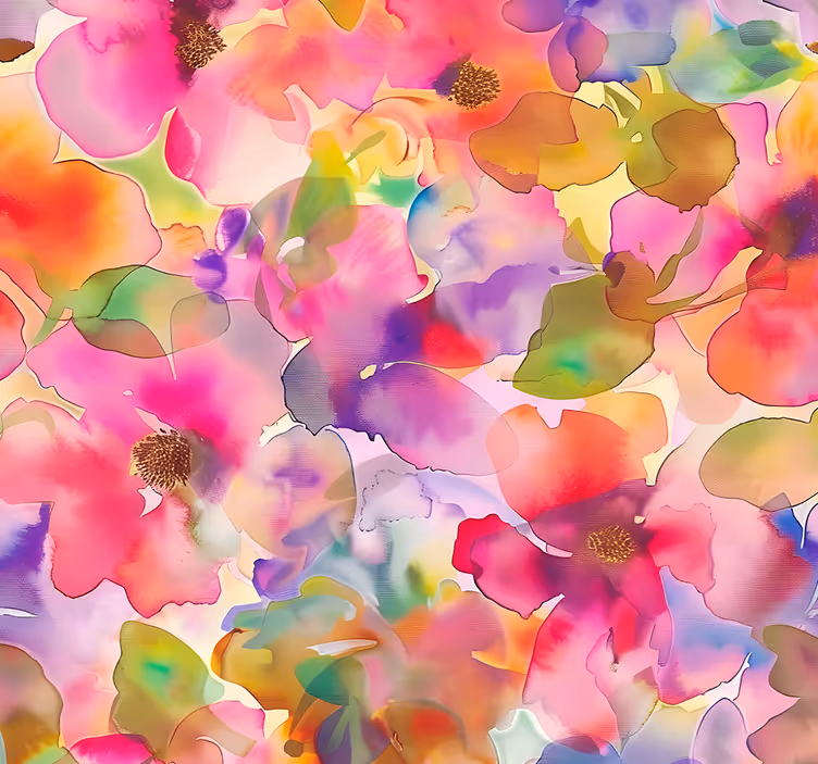 papel de parede entrada desenho de flores multicoloridas - TenStickers