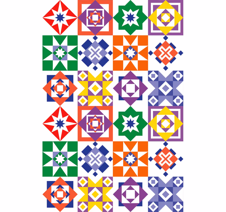 papel de parede azulejo desenho multicolorido - TenStickers