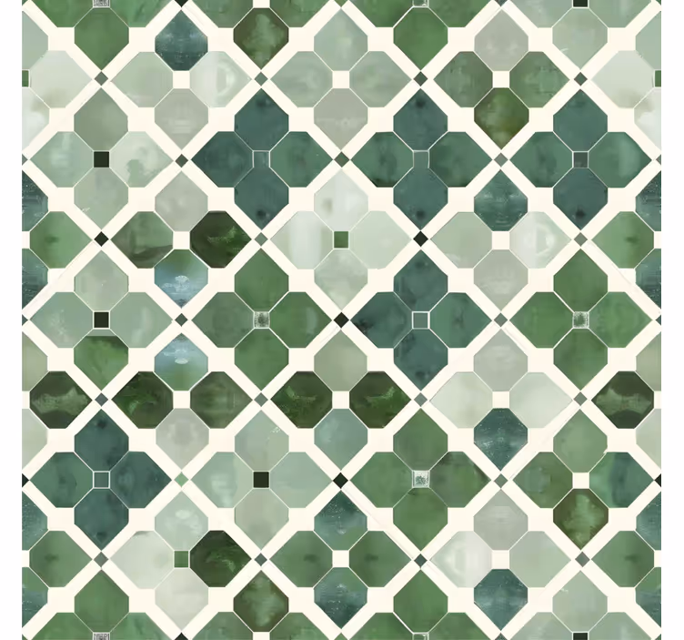 papel de parede azulejo padrão verde árabe - TenStickers