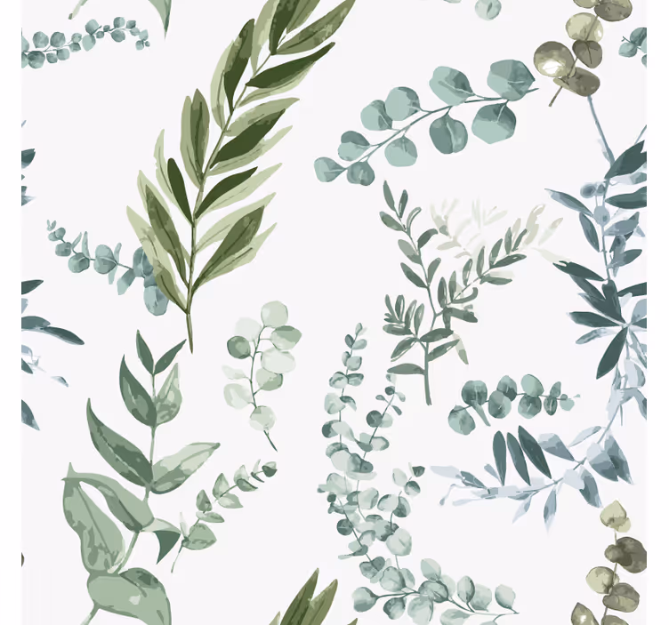papel de parede corredor padrão de folhas verdes - TenStickers