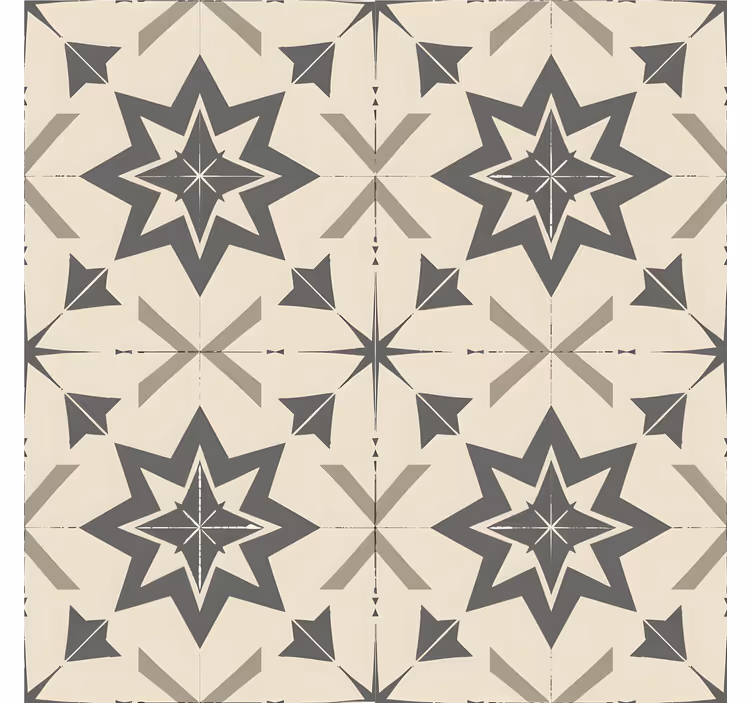 papel de parede azulejo design estrelado bege - TenStickers