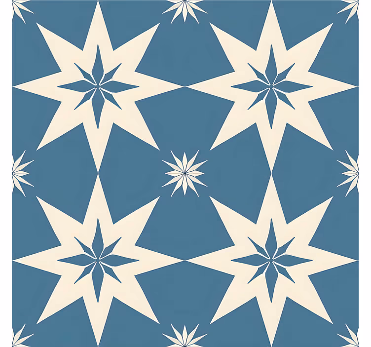 papel de parede azulejo design estrelado azul - TenStickers
