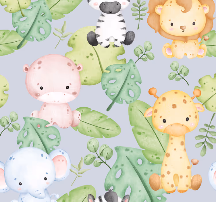 Papel de parede animais projeto do bebê - TenStickers
