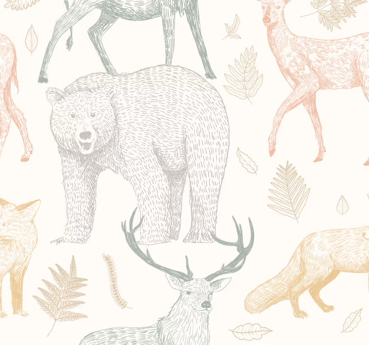 Papel de parede animais design minimalista de floresta - TenStickers