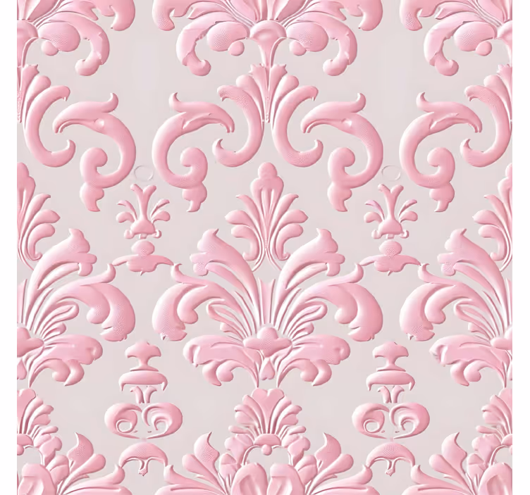 papel de parede barroco padrão rosa - TenStickers