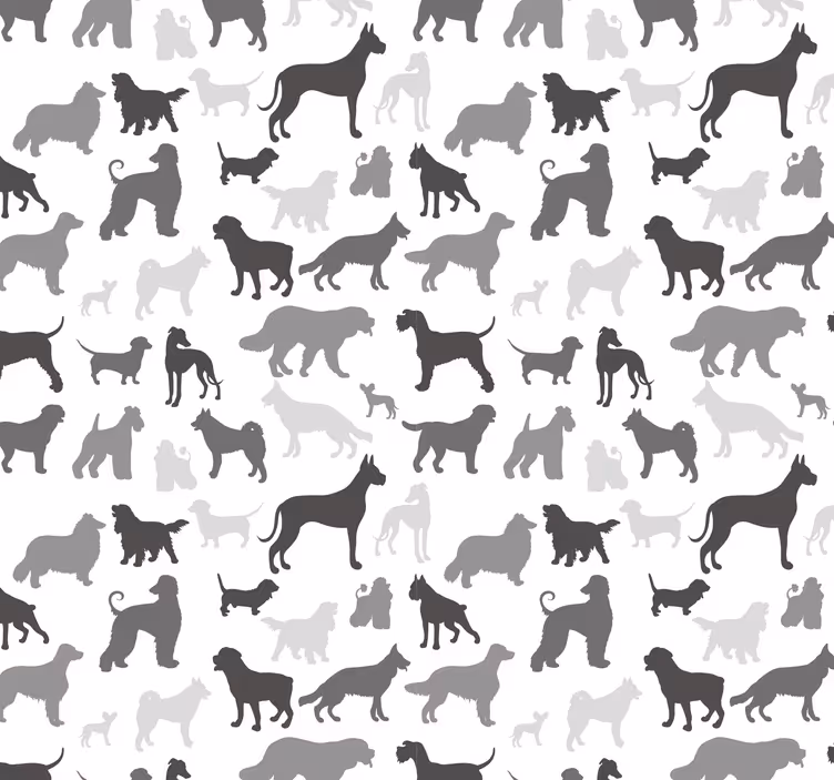 papel de parede para quarto Padrão de silhueta de cão preto - TenStickers