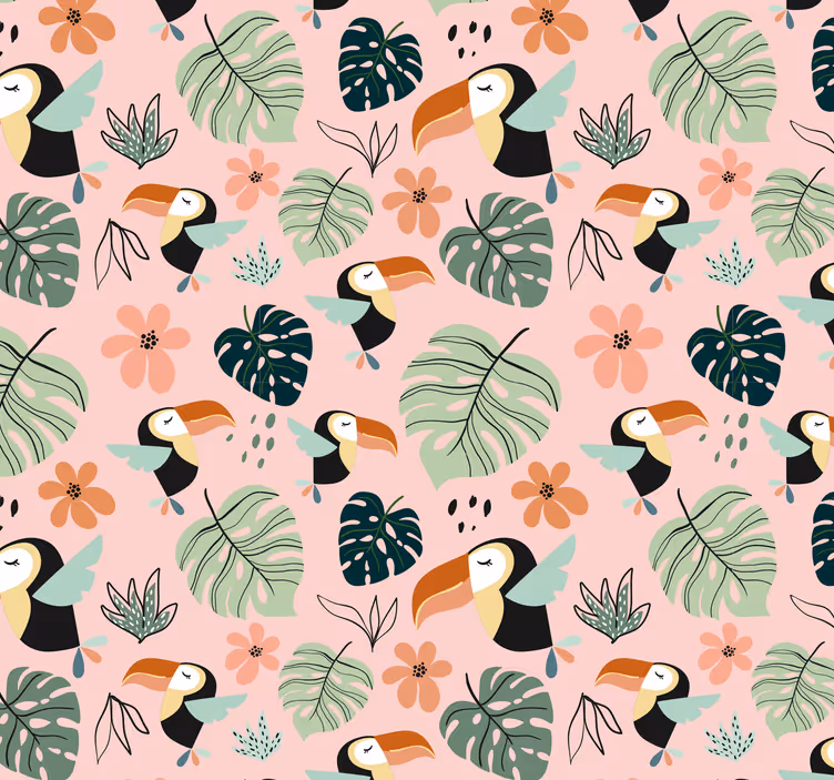 Papel de parede infantil Pássaro e planta - TenStickers