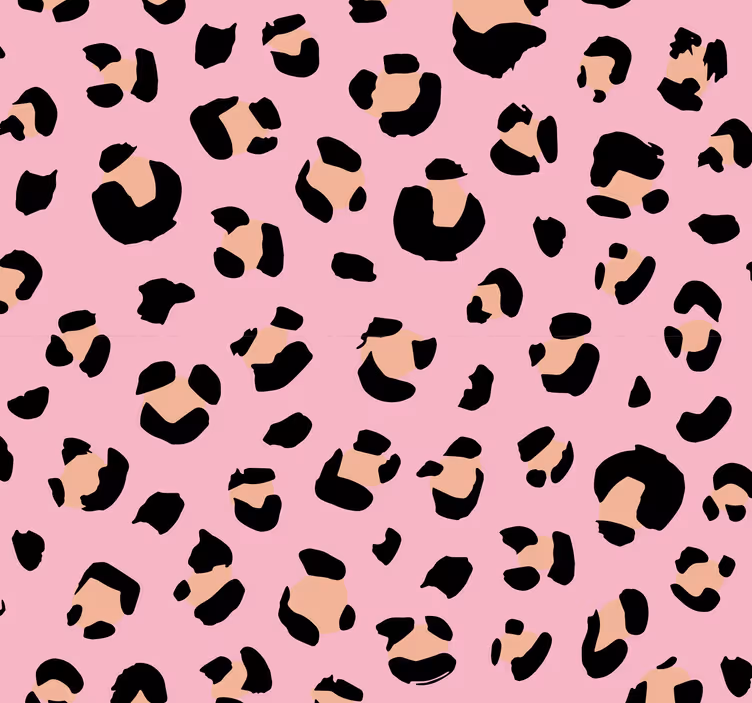 papel de parede infantil Padrão de leopardo aquarela preto e rosa - TenStickers