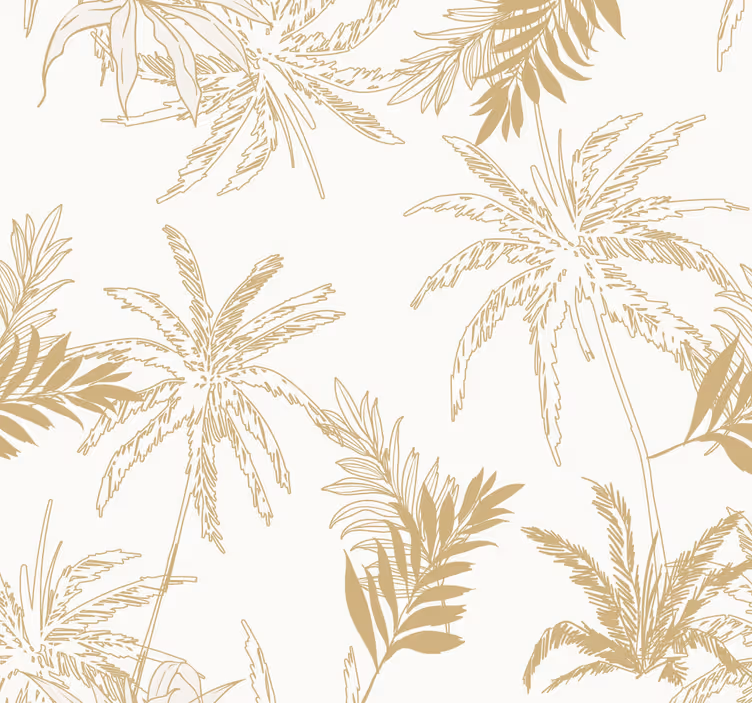 papel de parede sala folhas tropicais douradas - TenStickers