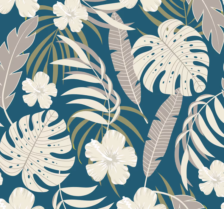 papel de parede para sala folhas tropicais - TenStickers