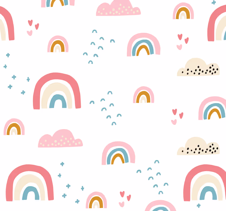 papel de parede para quarto Padrão de arco-íris em cor pastel - TenStickers