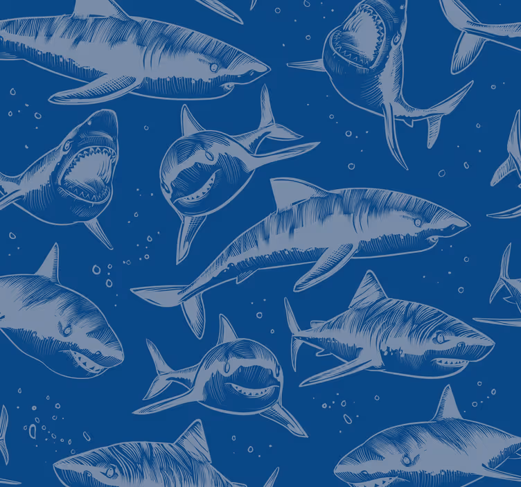 papel de parede de animais Tubarões furiosos - TenStickers