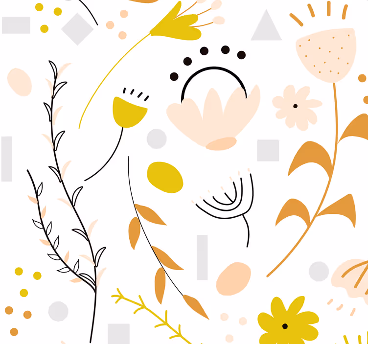 papel de parede floral Flores e pontos desenhados à mão - TenStickers