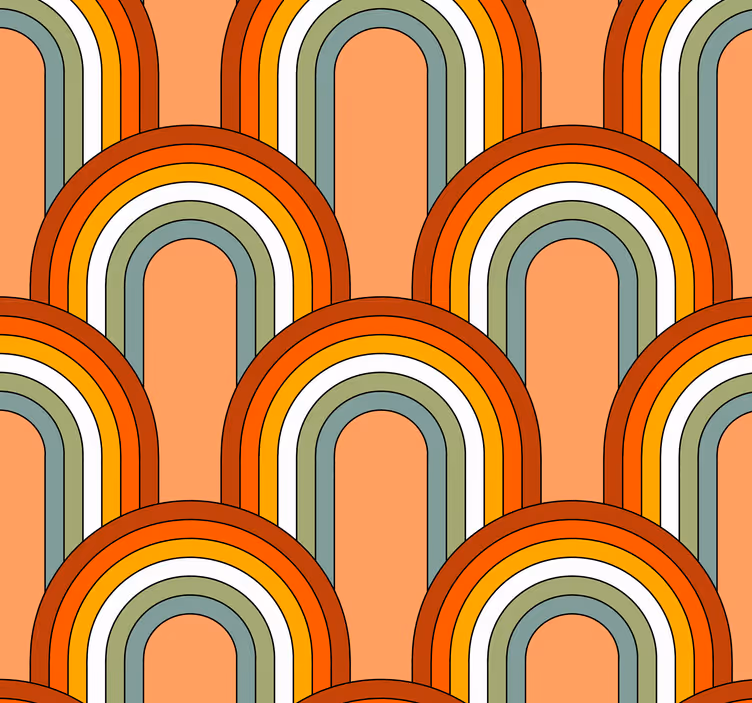 papel de parede outros vintage padrão arco-íris dos anos 70 - TenStickers