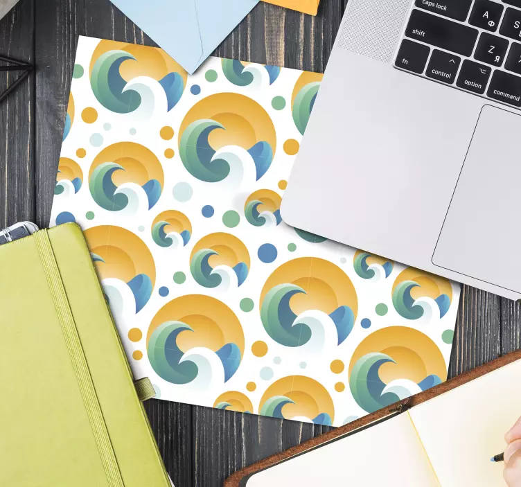 Mouse pad com texturas e padrões motivos de ondas coloridas - TenStickers