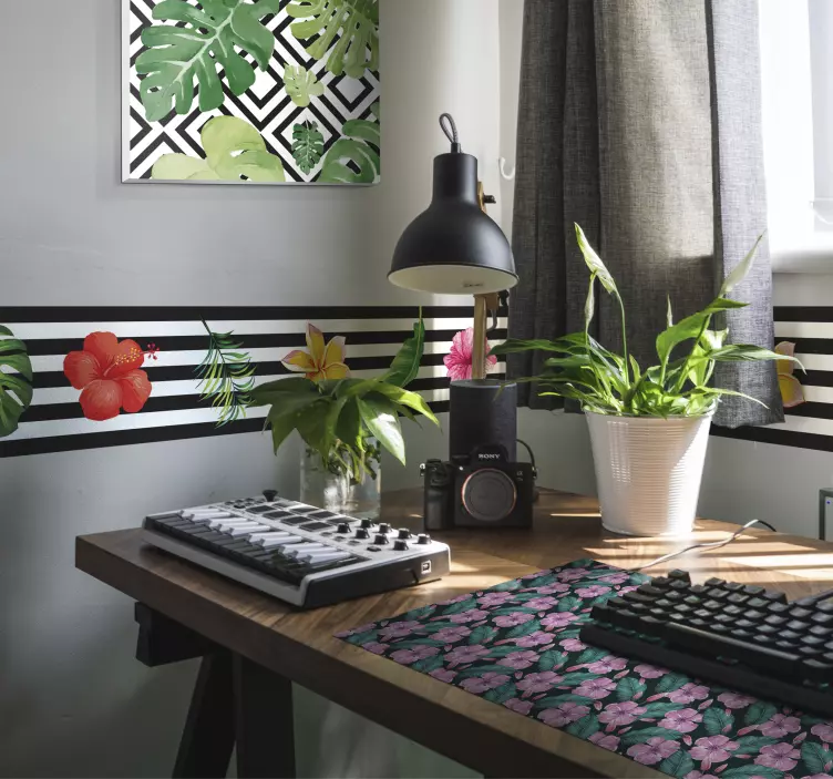 Tapete de rato floral grandes flores tropicais - TenStickers