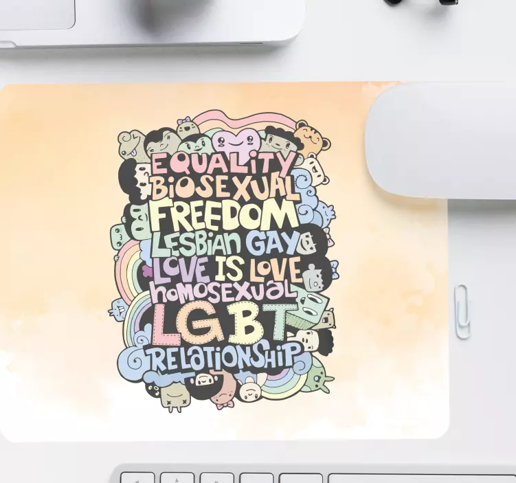 Mouse pad com frases abraçando a igualdade do amor - TenStickers