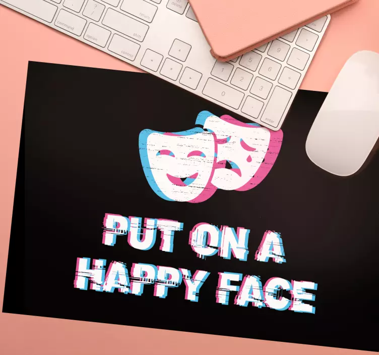 Mouse pad com frases citação do rosto feliz - TenStickers