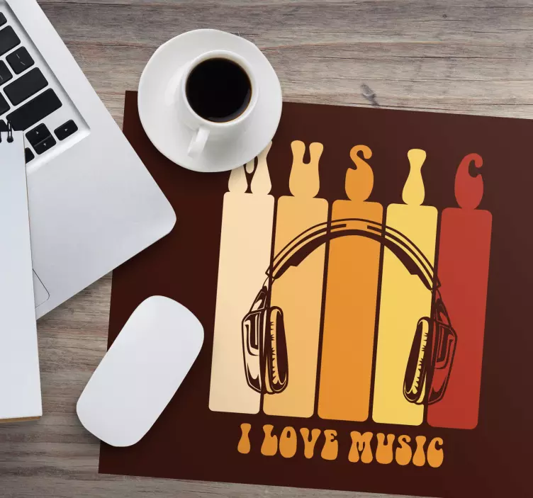 Mouse pad com frases de design de fones de música - TenStickers