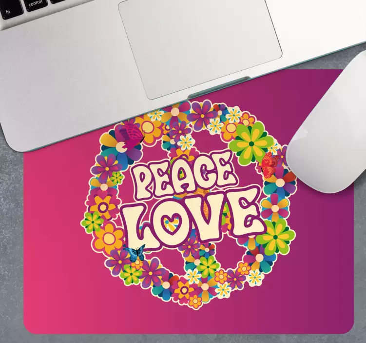 Mouse pad com frases de paz floral colorida - TenStickers