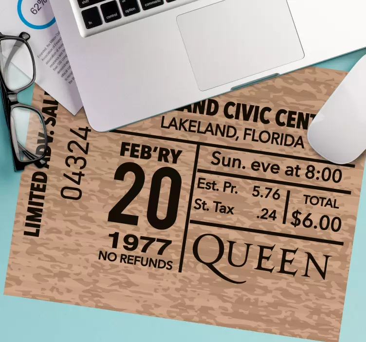 Mouse pad com frases ingresso de evento vintage - TenStickers