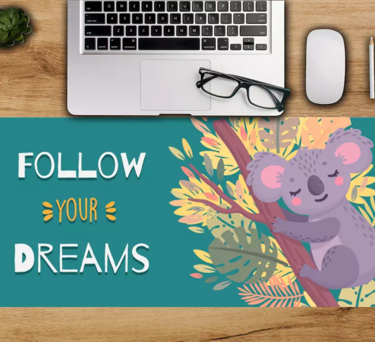 Mouse pad com frases koala em busca de sonhos - TenStickers