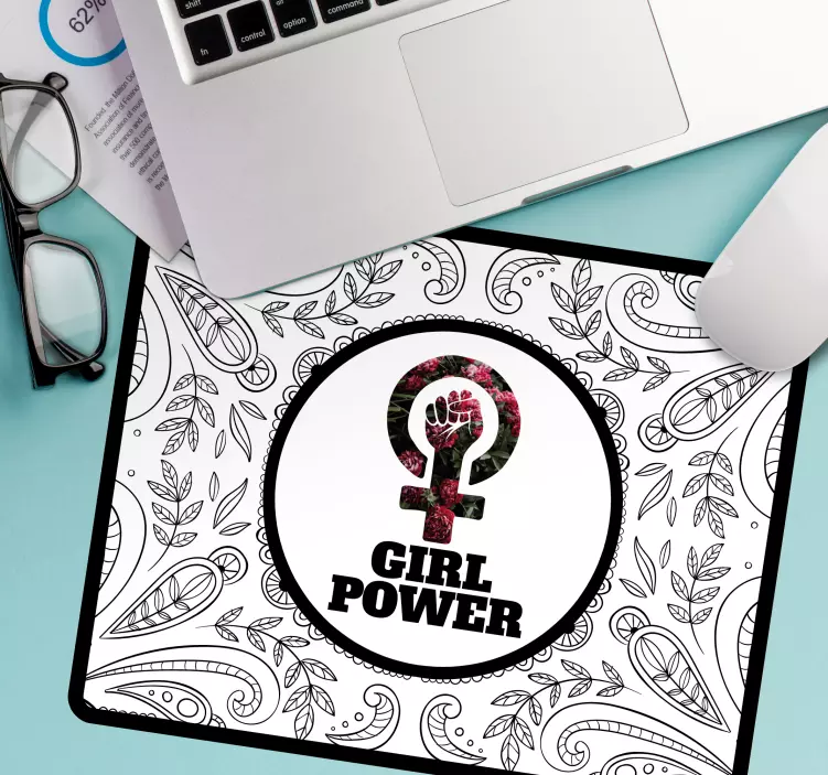 Mouse pad com frases símbolo floral de empoderamento - TenStickers