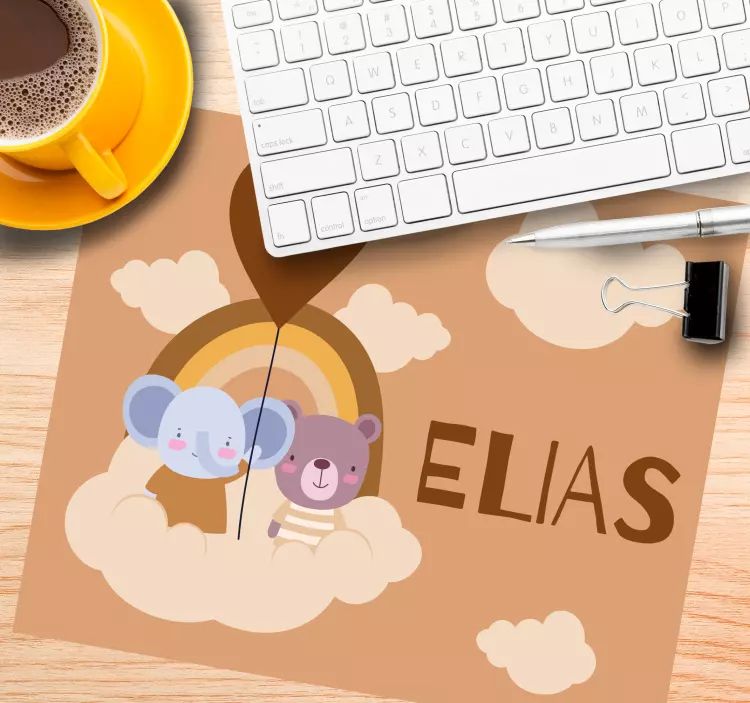 Mouse pad com nome amigos animais coloridos - TenStickers
