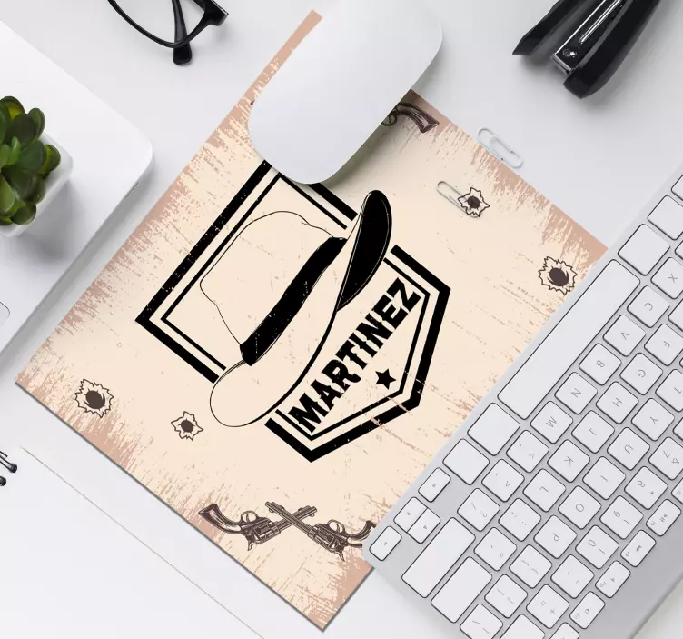 Mouse pad com nome chapéu estilo western - TenStickers