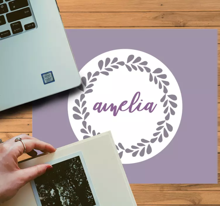 Mouse pad com nome círculo de nome personalizado - TenStickers
