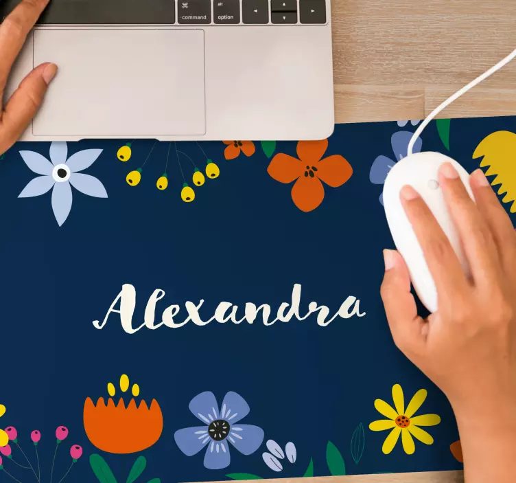 Mouse pad com nome decoração floral personalizada - TenStickers