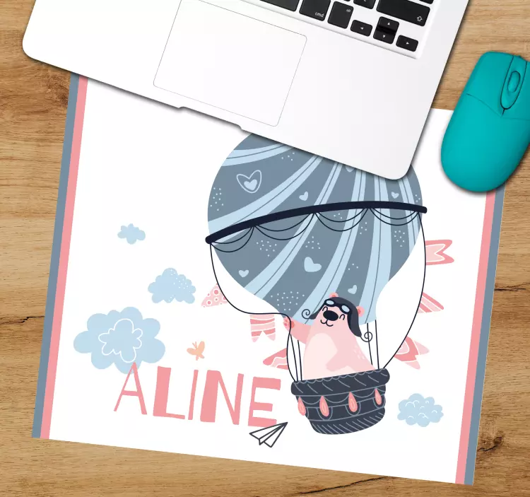Mouse pad com nome design de aventura com balões - TenStickers