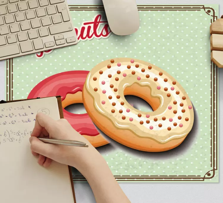 Mouse pad com nome dupla de donuts deliciosos - TenStickers
